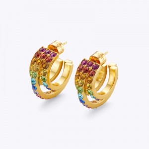 Gioielli Donna Kurt Geiger London Rainbow Hoop Earrings Colorate Italia | HZ14-711