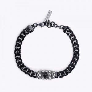 Gioielli Donna Kurt Geiger London Crystal Signet Bracelet Nere Italia | KG20-049