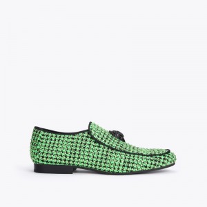 Mocassini Uomo Kurt Geiger London Hugh Eagle Herringbone Verdi Italia | CO55-564