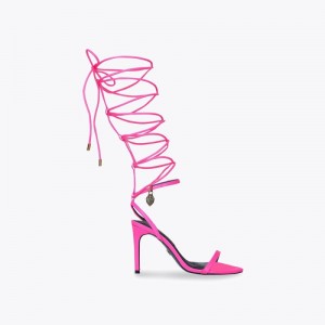 Tacchi Donna Kurt Geiger London Shoreditch Sandal Tie Fushia Italia | IF58-384