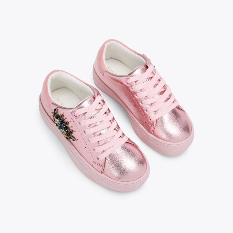 Bambino Donna Kurt Geiger London Mini Laney Sneaker Rosa Italia | GX19-875