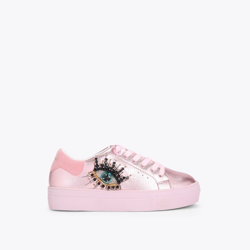 Bambino Donna Kurt Geiger London Mini Laney Sneaker Rosa Italia | GX19-875