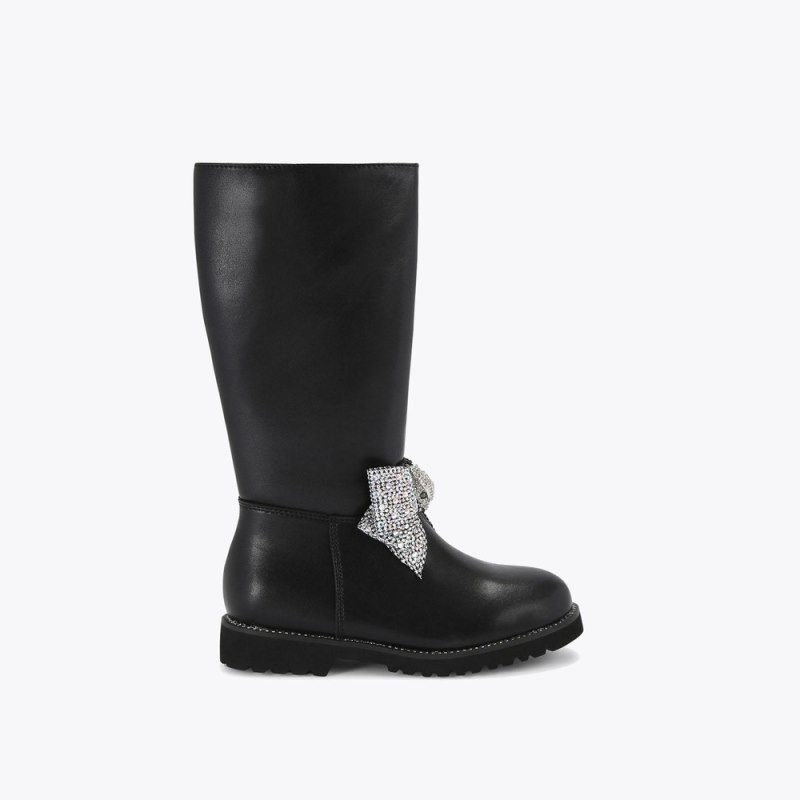 Bambino Donna Kurt Geiger London Kensington Bow Boot Nere Italia | YS91-840