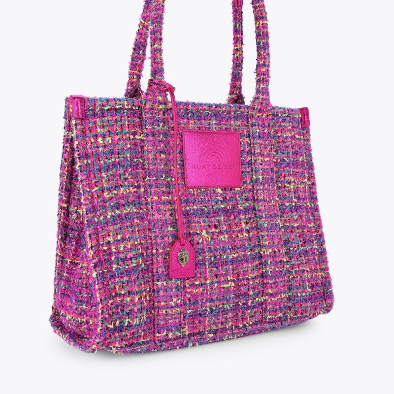 Borse A Tracolla Donna Kurt Geiger London Large Tweed Southbank Fushia Italia | TX69-505