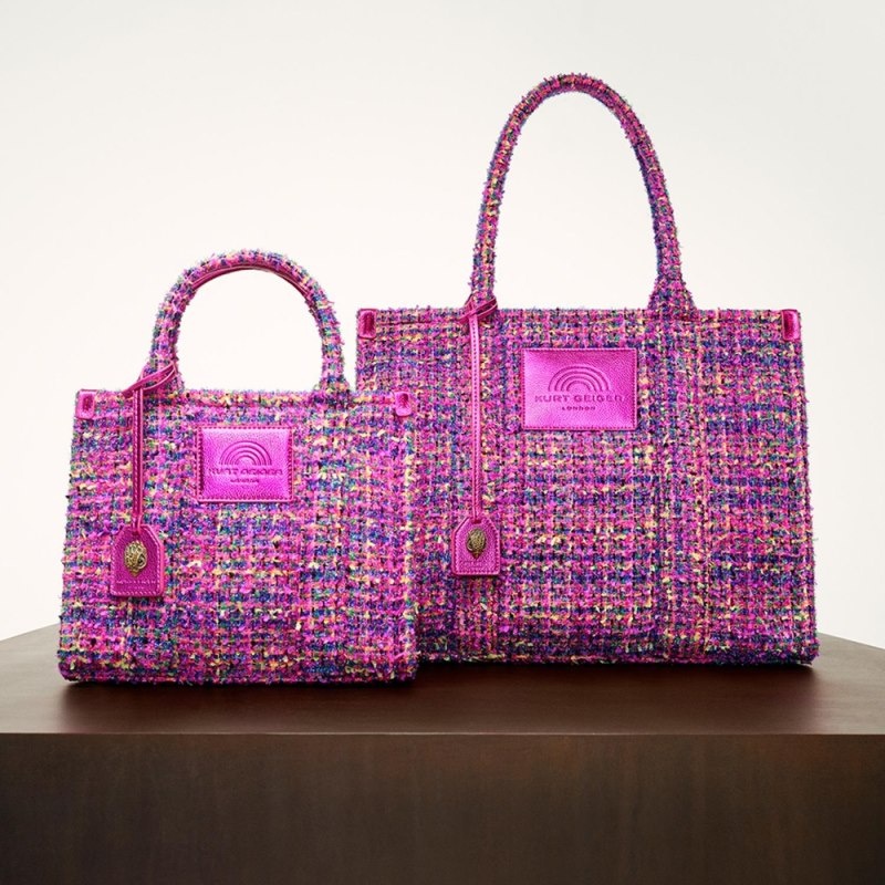 Borse A Tracolla Donna Kurt Geiger London Large Tweed Southbank Fushia Italia | TX69-505