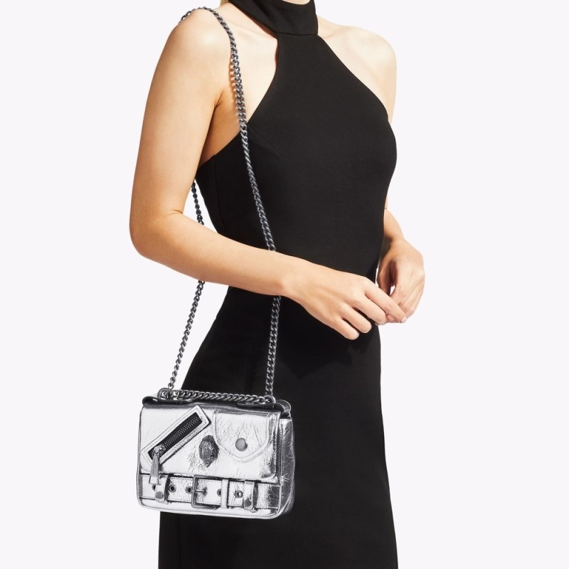 Borse Crossbody Donna Kurt Geiger London Small Hackney Argento Italia | AI87-177