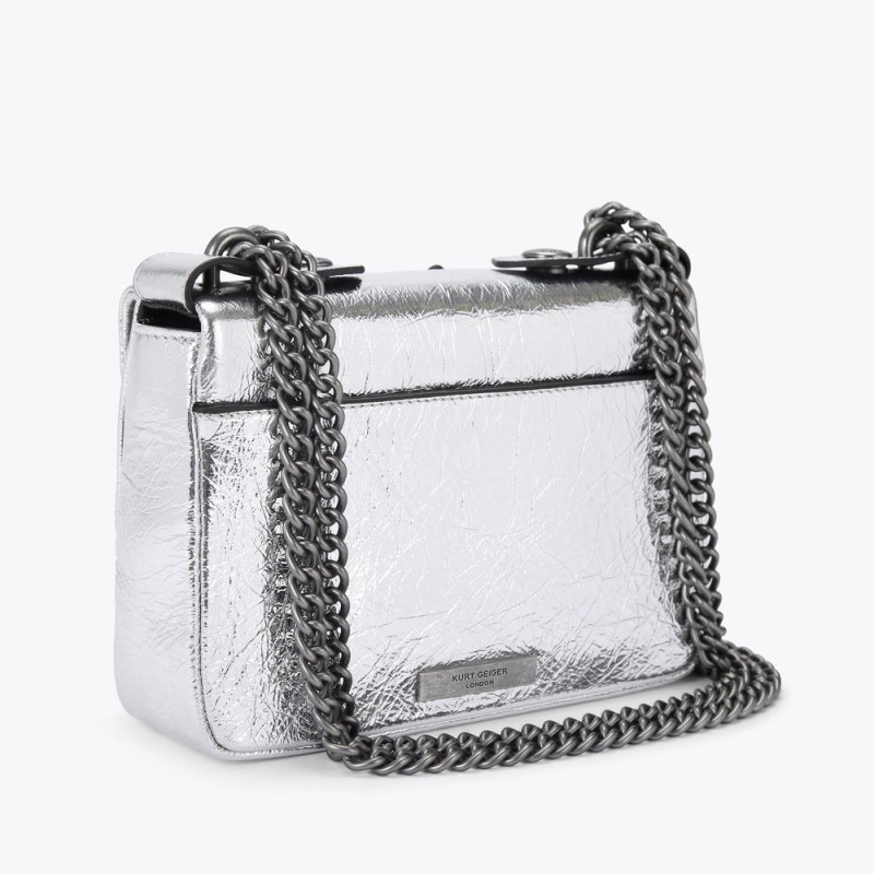 Borse Crossbody Donna Kurt Geiger London Small Hackney Argento Italia | AI87-177