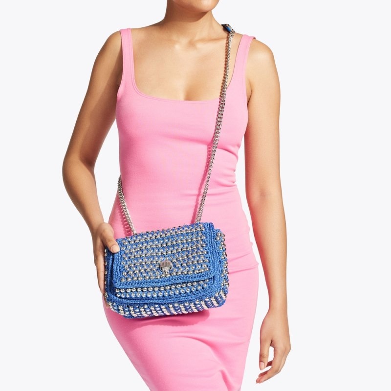 Borse Crossbody Donna Kurt Geiger London Medium Crochet Kensington Blu Italia | MI21-616