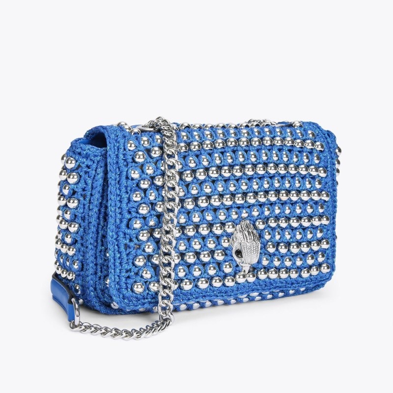 Borse Crossbody Donna Kurt Geiger London Medium Crochet Kensington Blu Italia | MI21-616