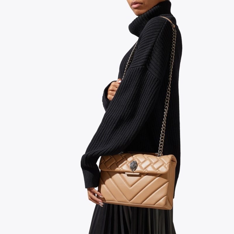 Borse Crossbody Donna Kurt Geiger London Pelle Kensington Camel Italia | CI41-741