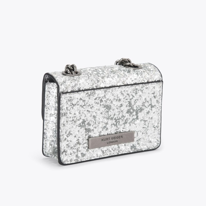 Borse Crossbody Donna Kurt Geiger London Micro Kensington Argento Italia | CQ41-478