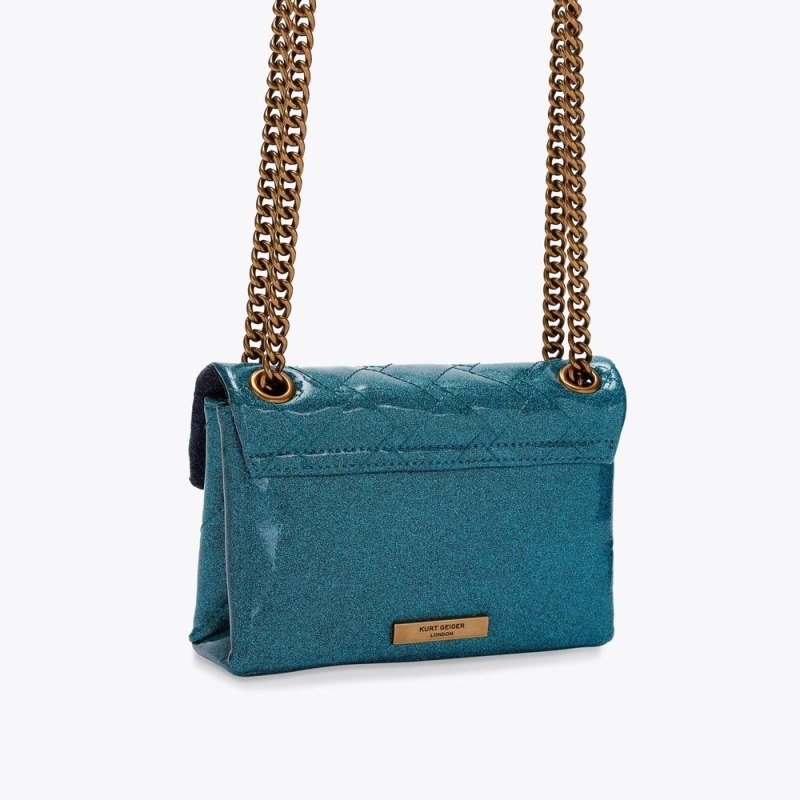 Borse Crossbody Donna Kurt Geiger London Mini Glitter Kensington Verde Acqua Italia | ZB14-867