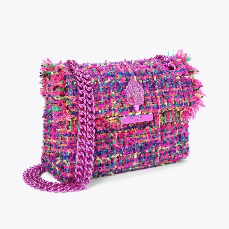 Borse Crossbody Donna Kurt Geiger London Mini Tweed Kensington Fushia Italia | GV80-981