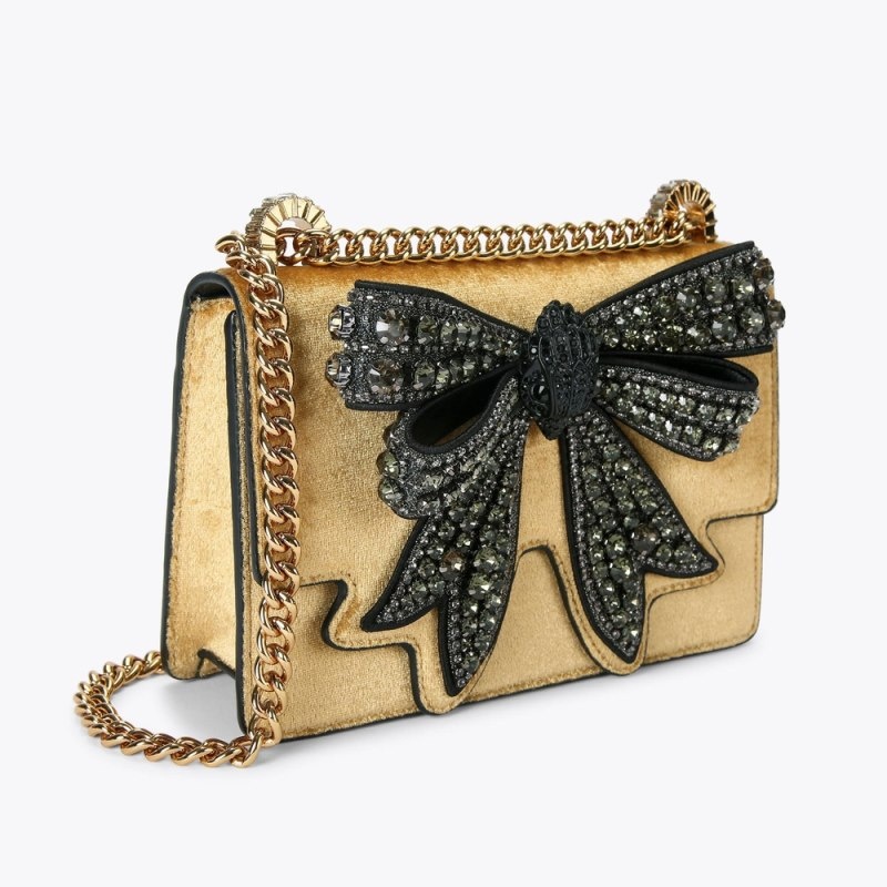 Borse Crossbody Donna Kurt Geiger London Small Bow Shoreditch Oro Italia | DB23-635