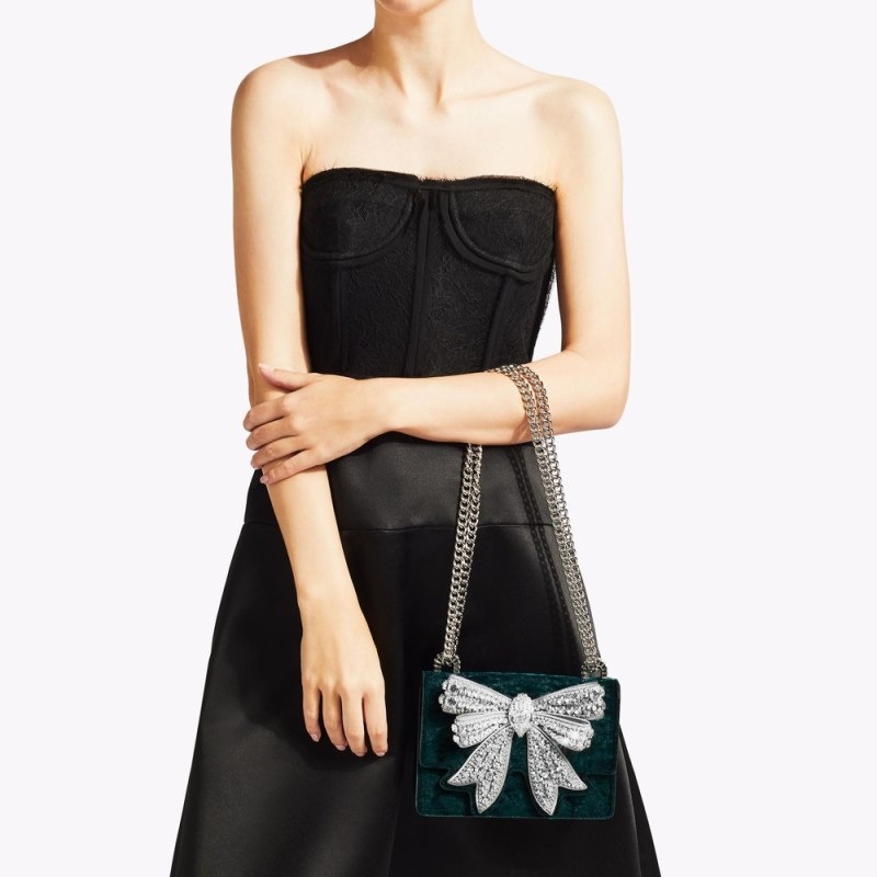 Borse Crossbody Donna Kurt Geiger London Small Bow Shoreditch Verde Acqua Italia | AO34-133