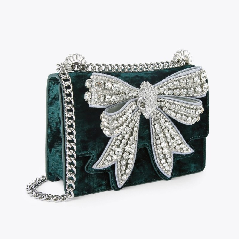 Borse Crossbody Donna Kurt Geiger London Small Bow Shoreditch Verde Acqua Italia | AO34-133