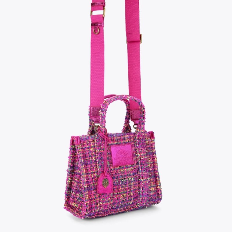 Borse Tote Donna Kurt Geiger London Small Tweed Southbank Fushia Italia | IG00-442