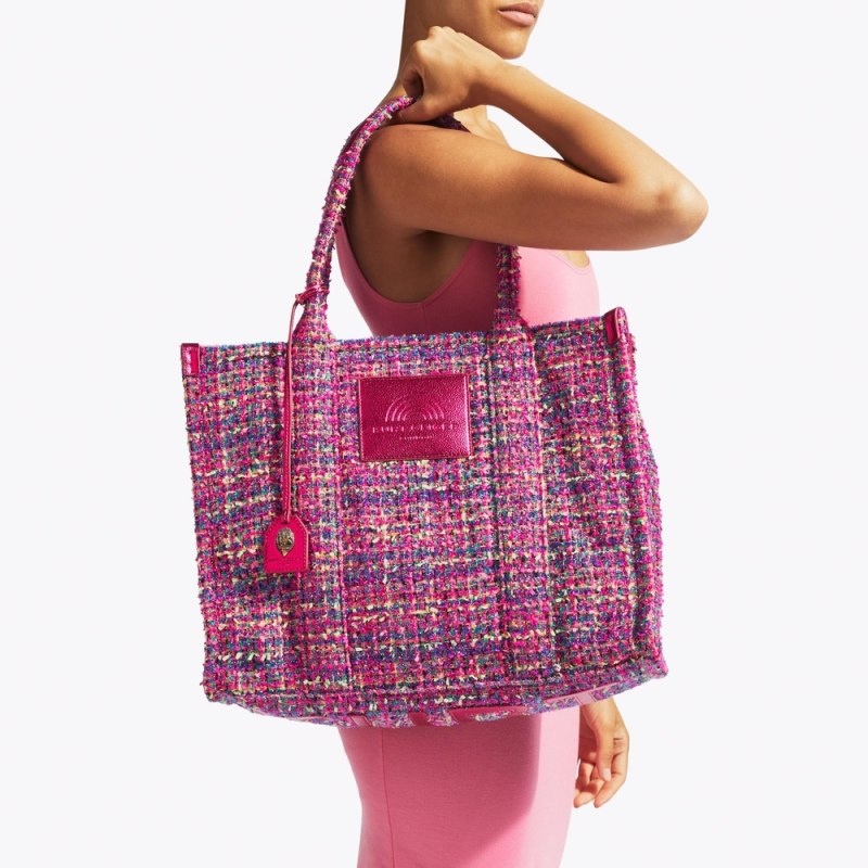 Borse Tote Donna Kurt Geiger London Large Tweed Southbank Fushia Italia | SQ10-002