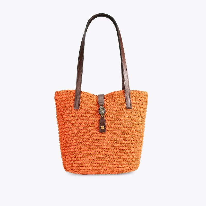 Borse Tote Donna Kurt Geiger London Hampton Raffia Arancioni Italia | VN94-297