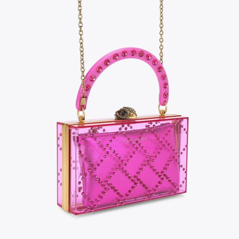 Clutches Donna Kurt Geiger London Trapuntato Box Fushia Italia | KI08-783