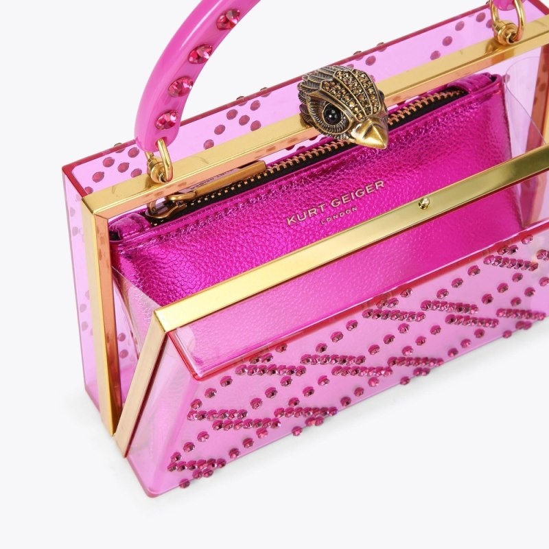 Clutches Donna Kurt Geiger London Trapuntato Box Fushia Italia | KI08-783