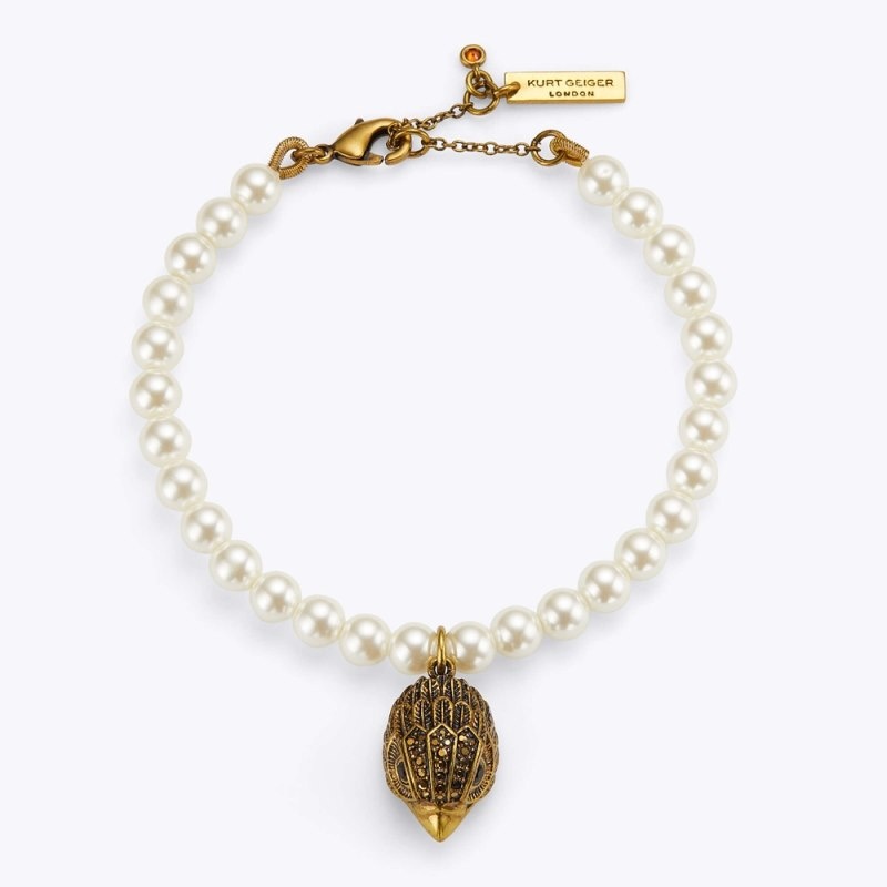 Gioielli Donna Kurt Geiger London Eagle Pearl Bracelet Bianche Italia | CV68-372