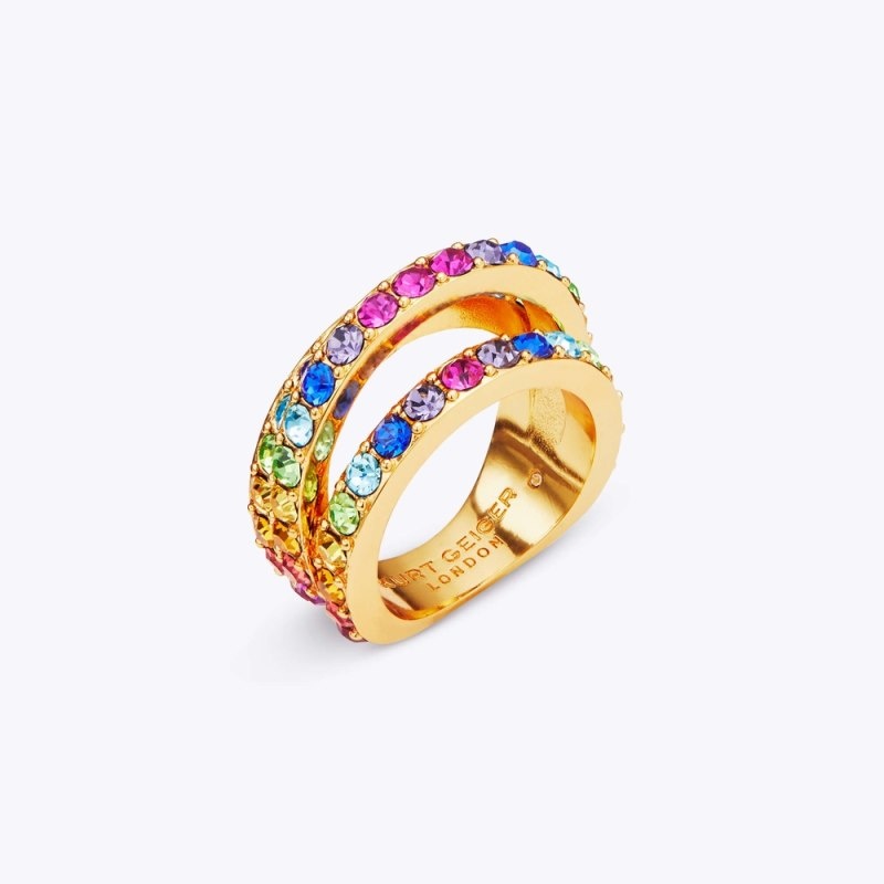 Gioielli Donna Kurt Geiger London Rainbow Triple Ring Colorate Italia | EW58-233