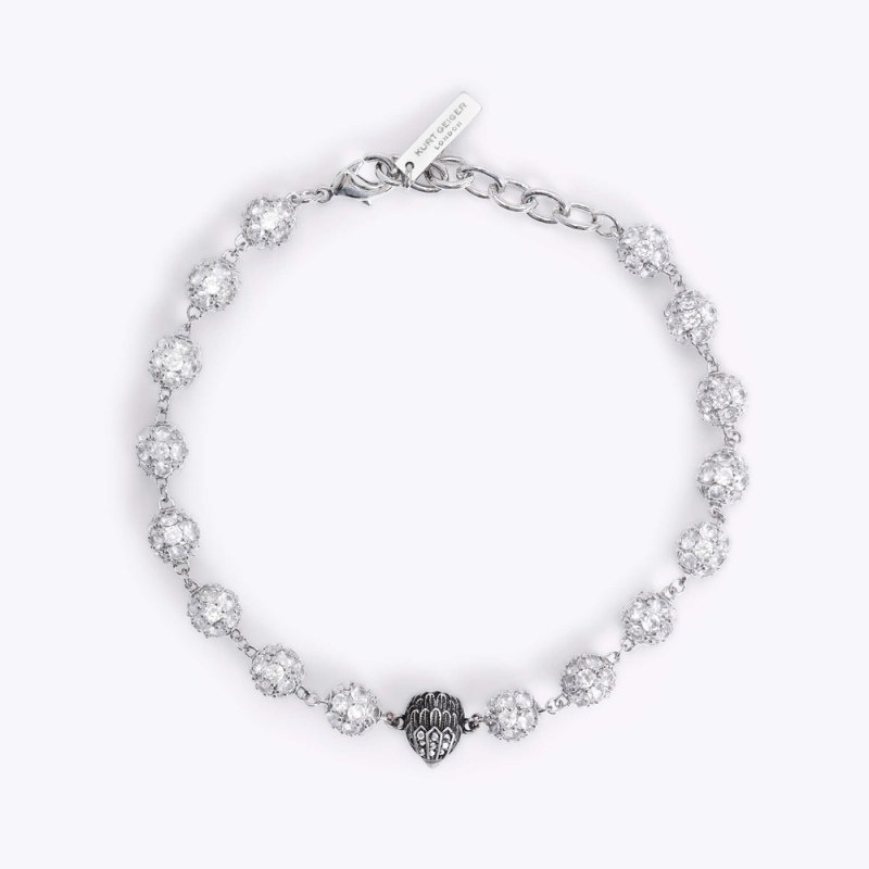 Gioielli Donna Kurt Geiger London Pave Ball Bracelet Argento Italia | DQ96-993