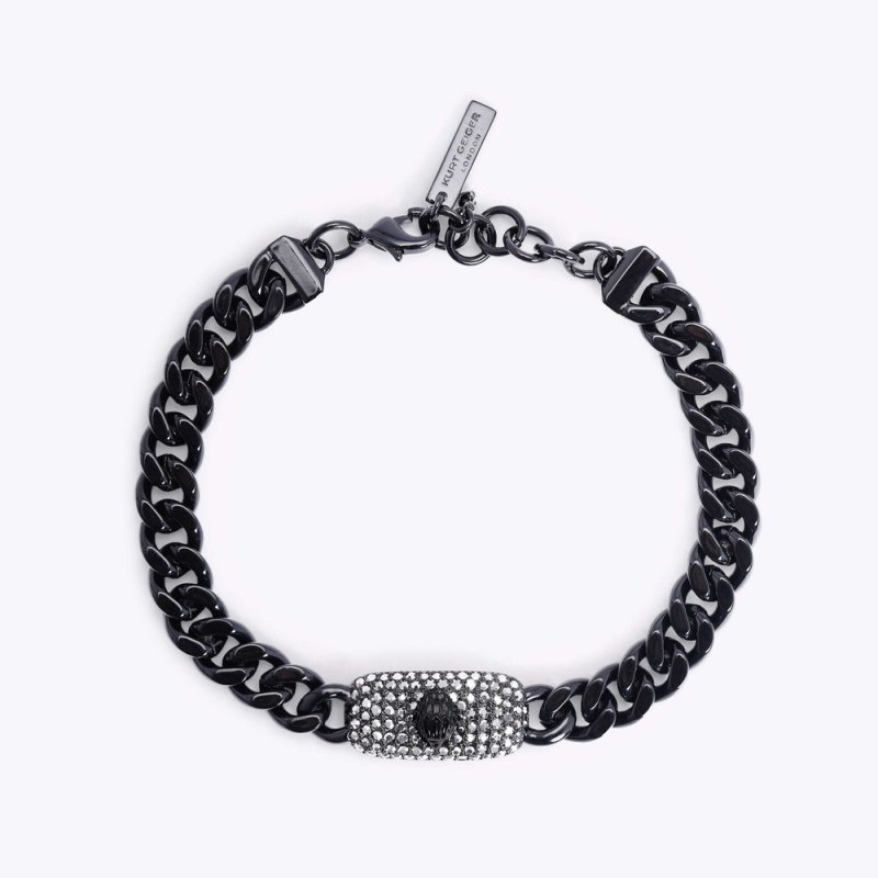 Gioielli Donna Kurt Geiger London Crystal Signet Bracelet Nere Italia | KG20-049