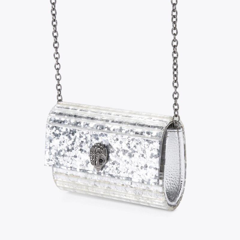 Mini Borse Donna Kurt Geiger London Micro Party Clutch Argento Italia | LC55-860