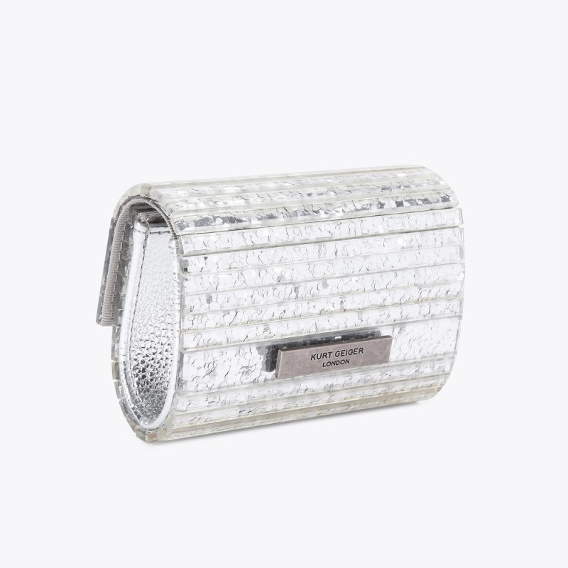 Mini Borse Donna Kurt Geiger London Micro Party Clutch Argento Italia | LC55-860