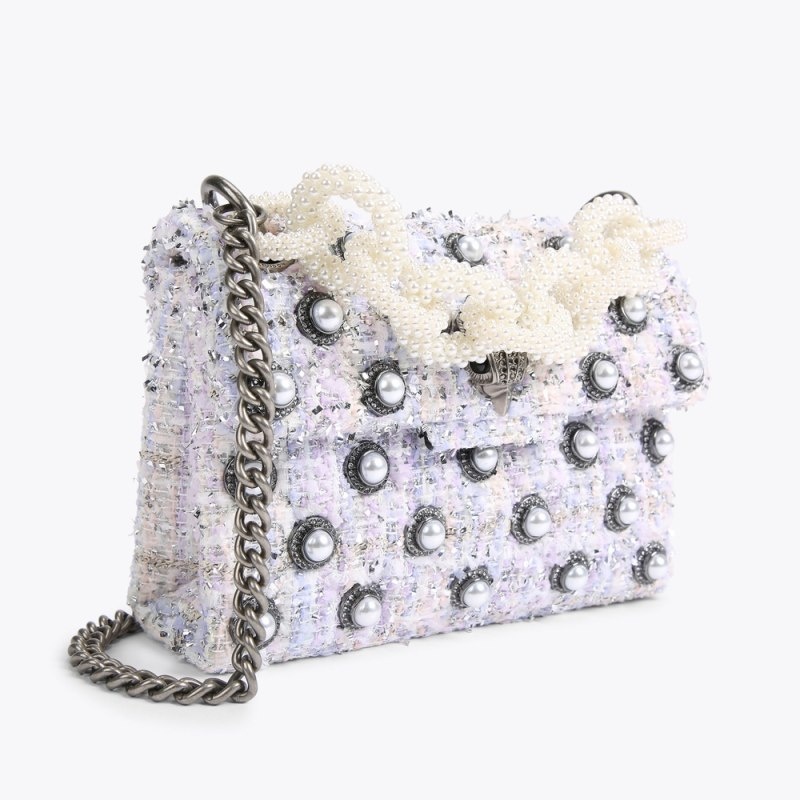 Mini Borse Donna Kurt Geiger London Mini Tweed Kensington Lilac Italia | OO65-255