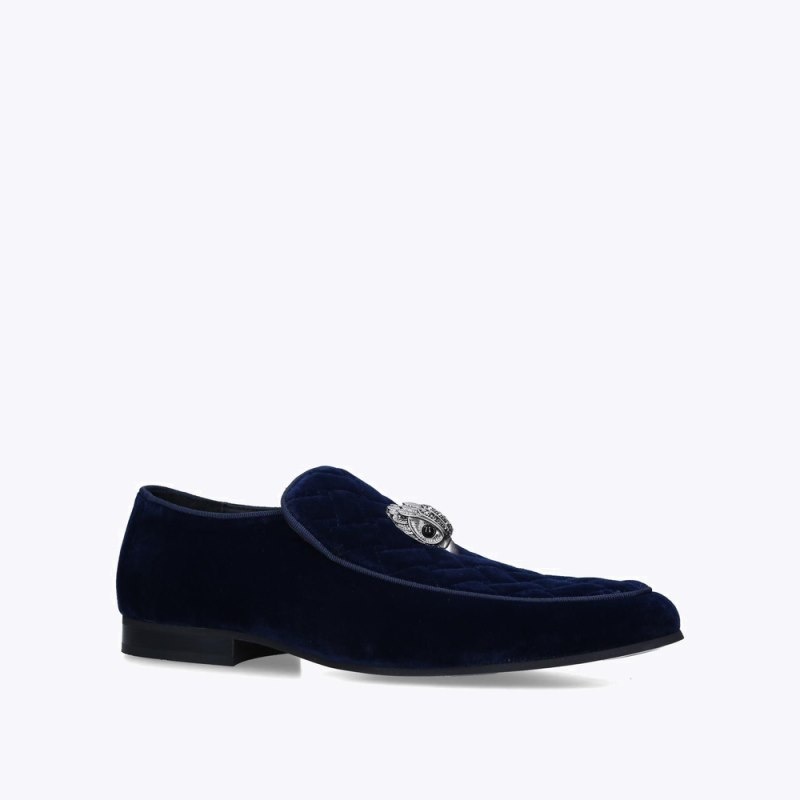 Scarpe da Sera Uomo Kurt Geiger London Hugh Eagle Velvet Blu Marino Italia | SA89-572