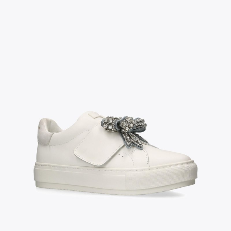 Sneakers Donna Kurt Geiger London Laney Bow Argento Italia | SI98-304