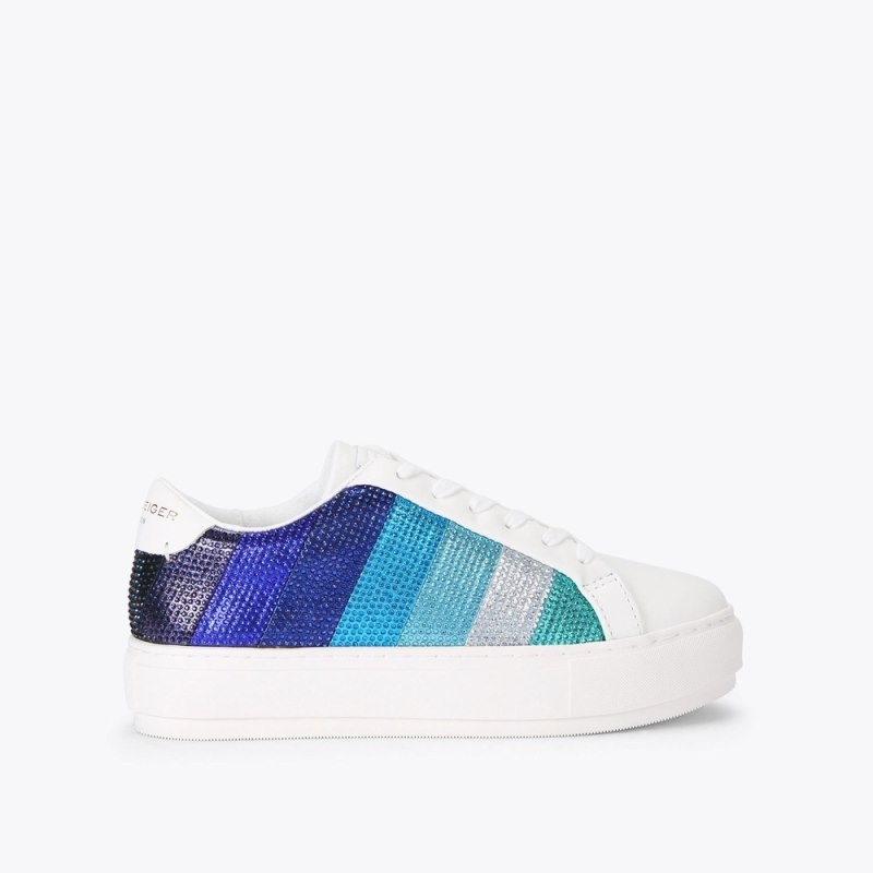 Sneakers Donna Kurt Geiger London Laney Stripe Crystal Blu Italia | DJ51-553