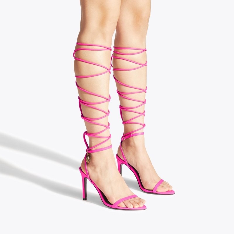 Tacchi Donna Kurt Geiger London Shoreditch Sandal Tie Fushia Italia | IF58-384