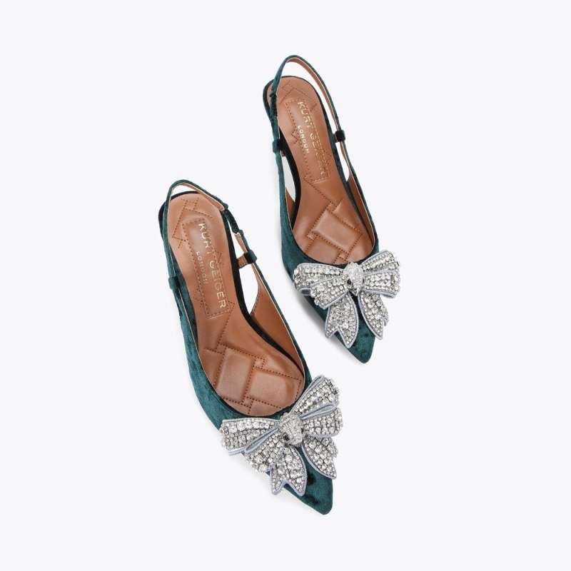 Tacchi Donna Kurt Geiger London Belgravia Bow Slingback Verde Acqua Italia | DD38-445